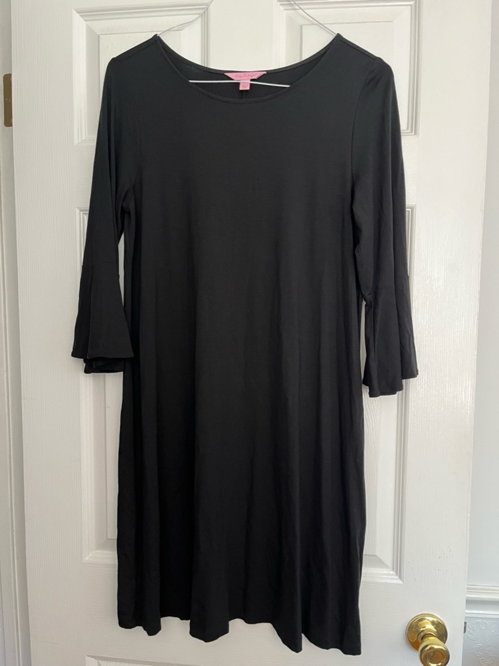 Lilly Pulitzer Black Ophelia Swing Dress - 3/4 Bell Sleeve - Size L